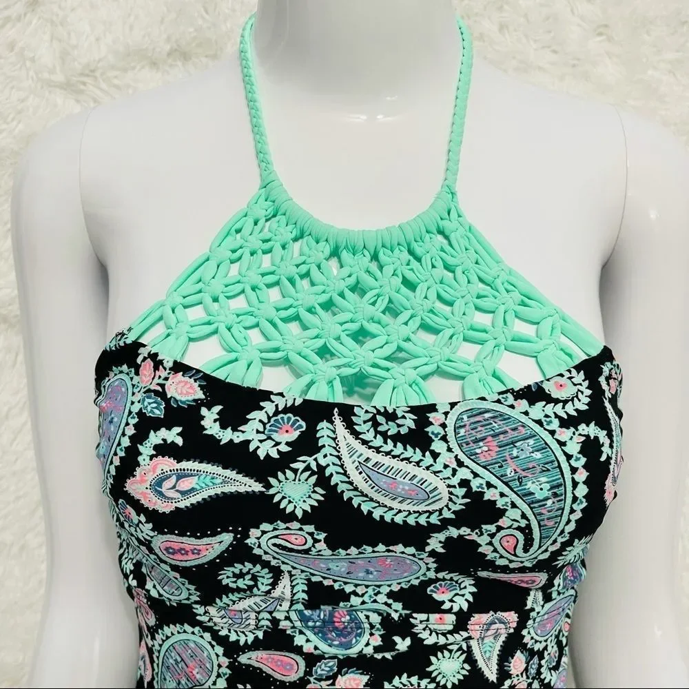 NWT Arizona Mint Braided Tankini Bikini‎ Top S